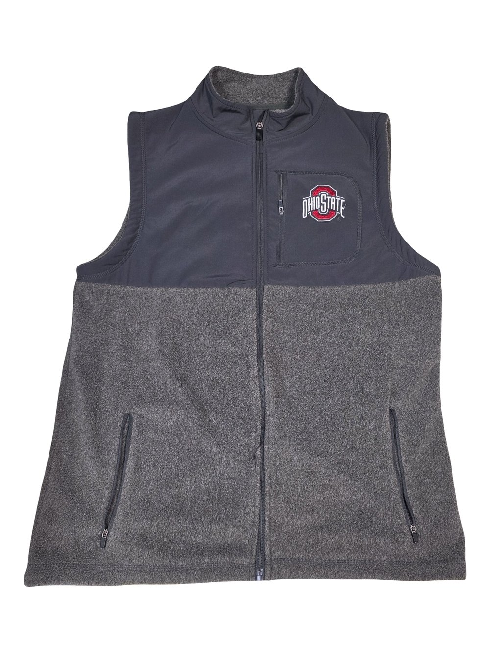 Ohio State Buckeyes Vest Mens Large Gray Fleece Full Zip Colosseum